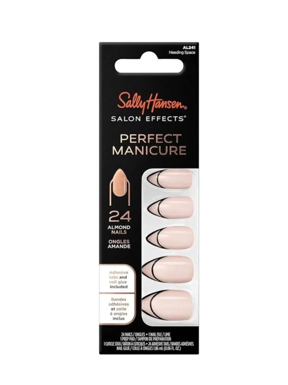 Salon Effects Perfect Manicure Almond Press-On Nails - Nude with Black Accents